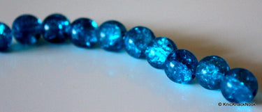 12 mm Turquoise Crackle Glass Beads x 10